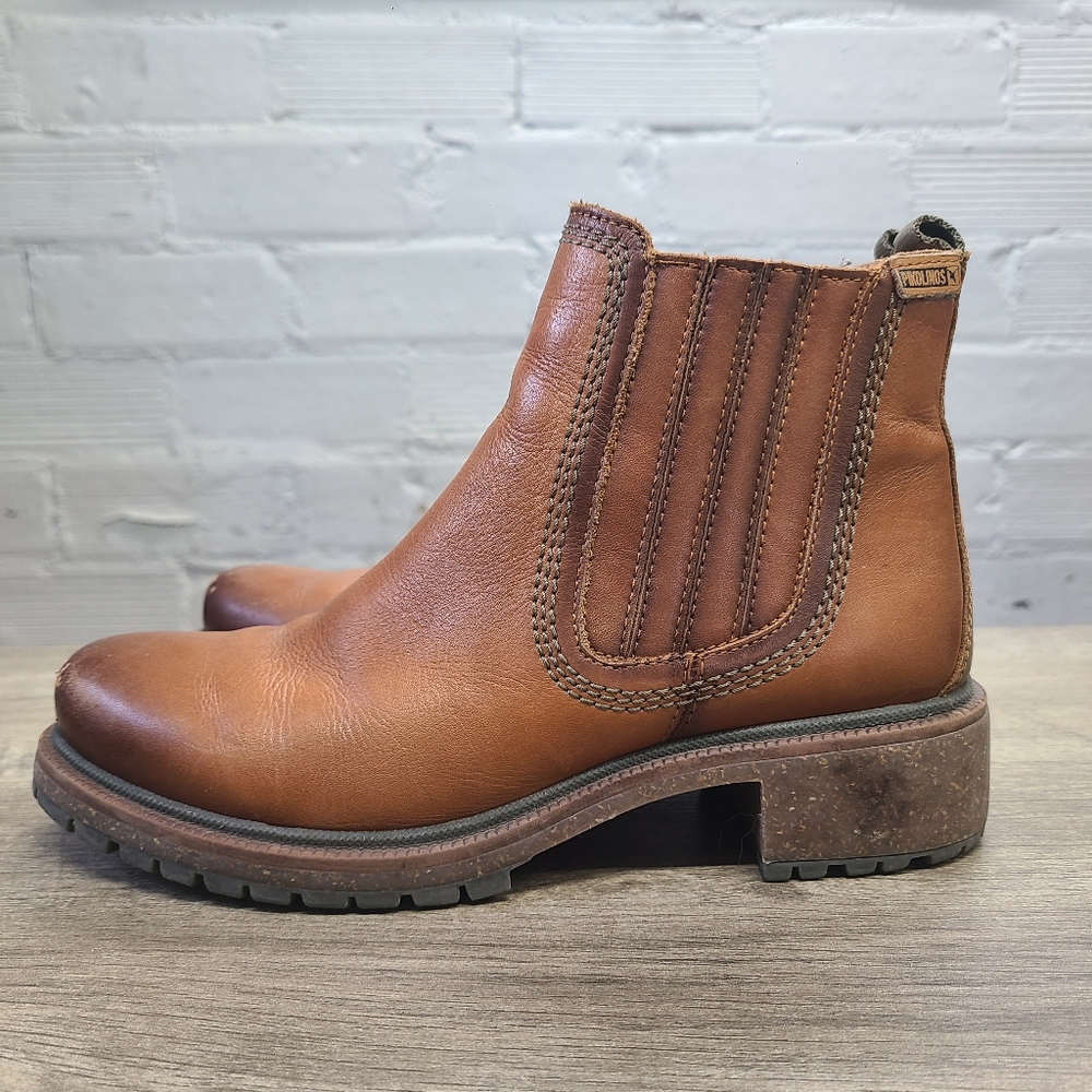 PIKOLINOS Aspe Brown Leather Ankle Boots Brandy Size 7 Women